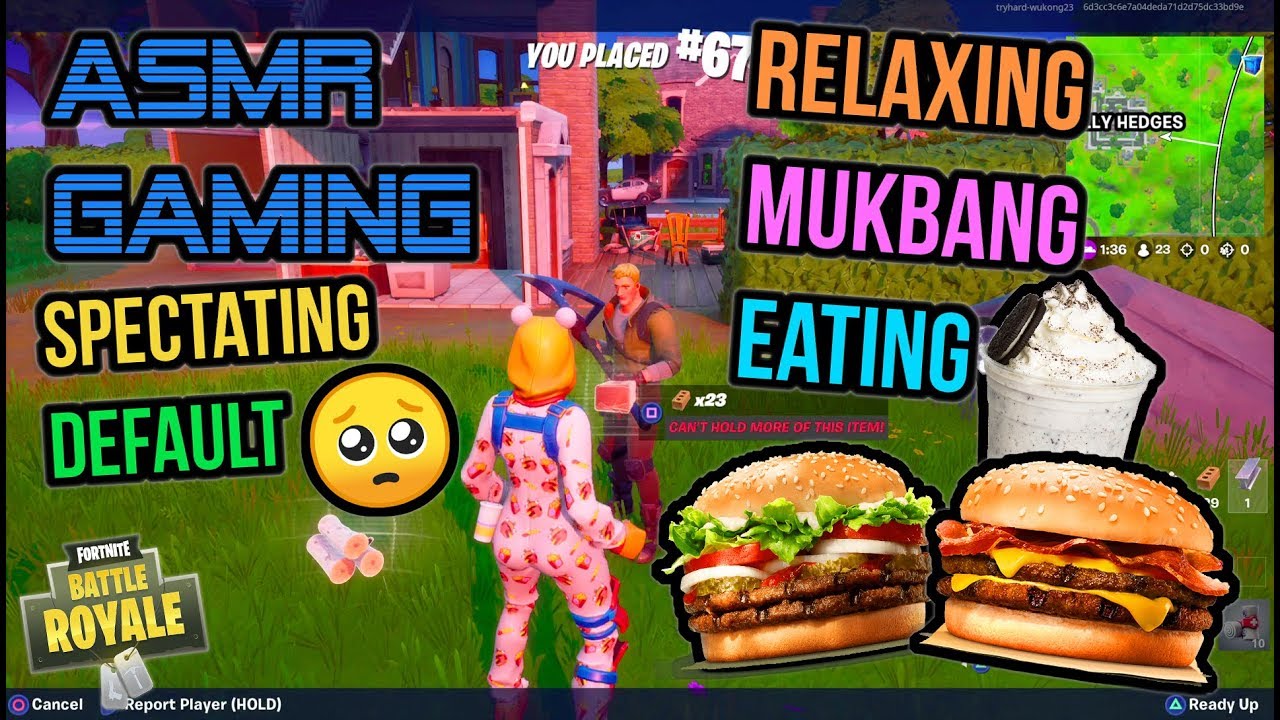 ASMR Gaming 🤤🍔 Fortnite Mukbang Eating Hamburgers Spectating Default + Tapping 먹방 🎮🎧 Relaxing 😴💤