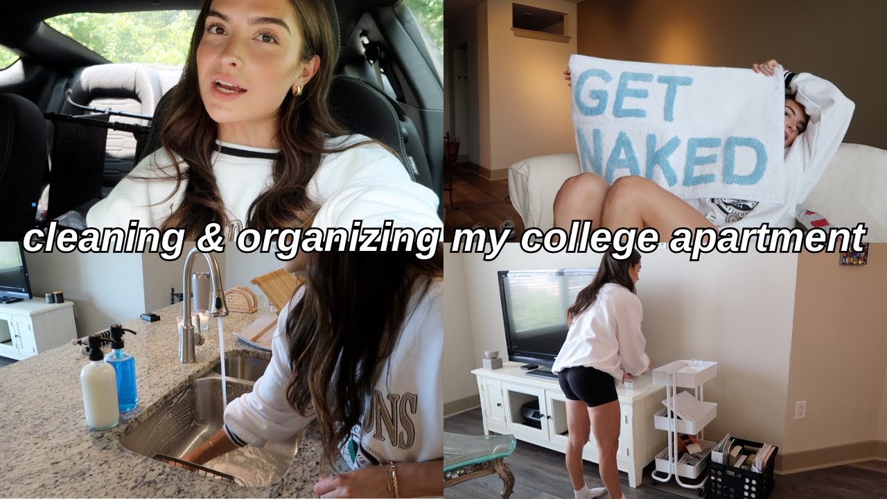 DEEP clean & organize my college apartment w/ me... moving vlog #3