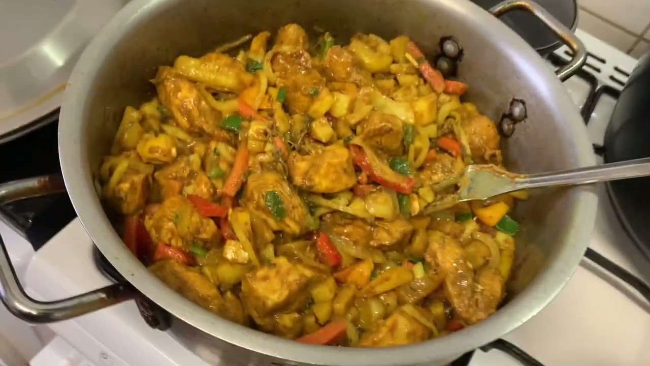 Jamaican curry chicken with ground provisions