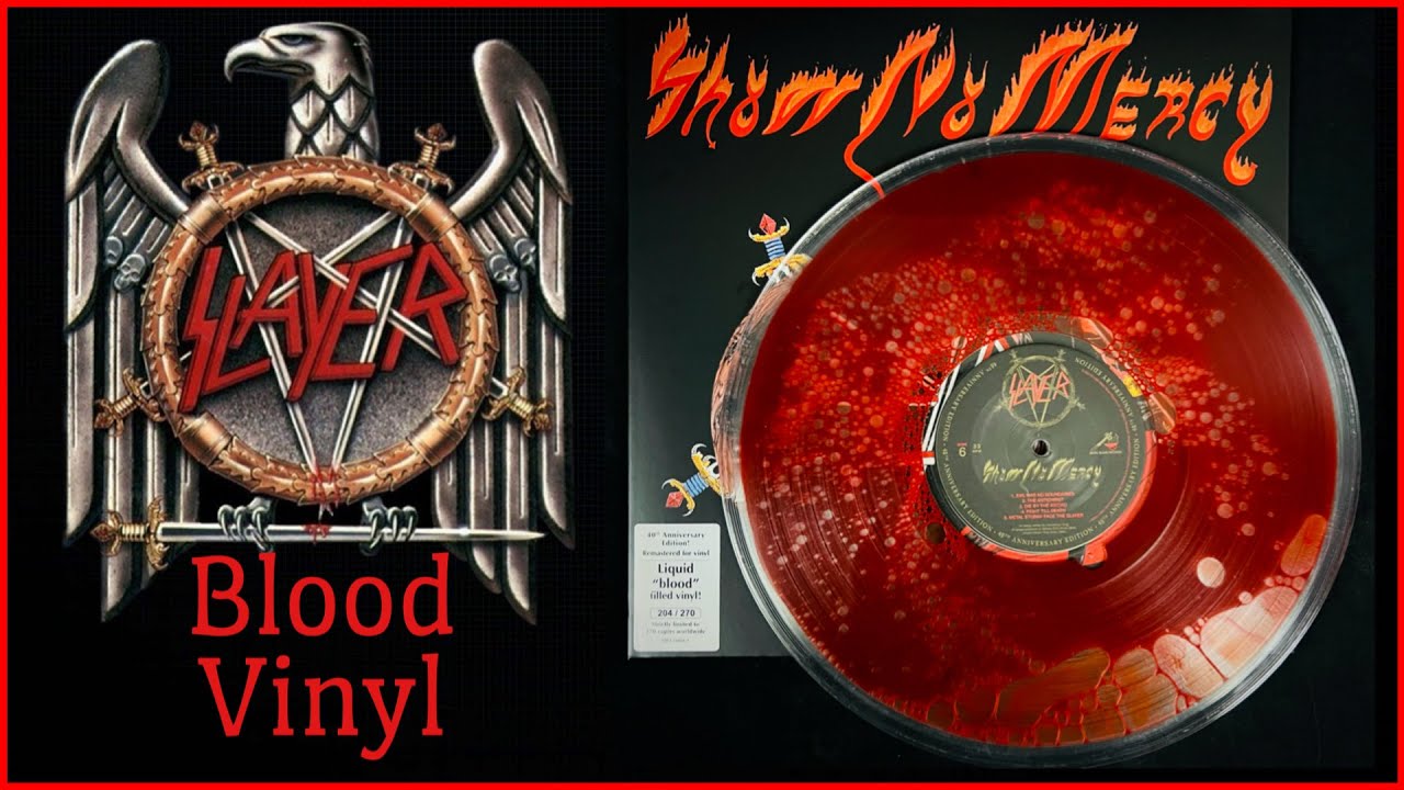 Slayer: Show No Mercy “Blood” Filled Liquid Vinyl 40th Anniversary Remaster from Metal Blade Records