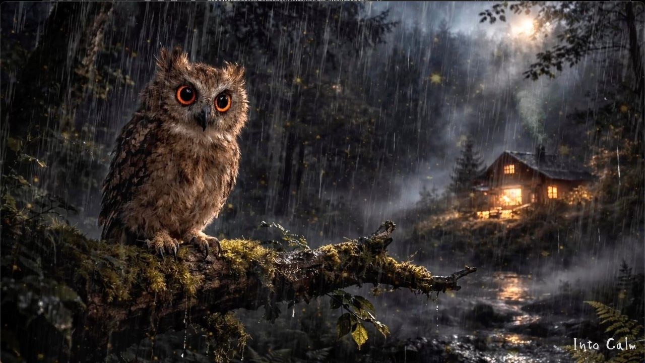 Silent Forest Owl | Gentle Rain for Deep Sleep – 3 Hours