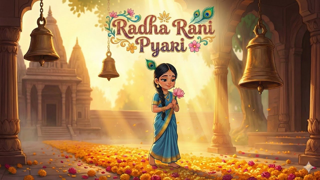 Most Beautiful Radha Rani Bhajan 🌸 | Cute Cartoon Animation | Krishna Devotion 