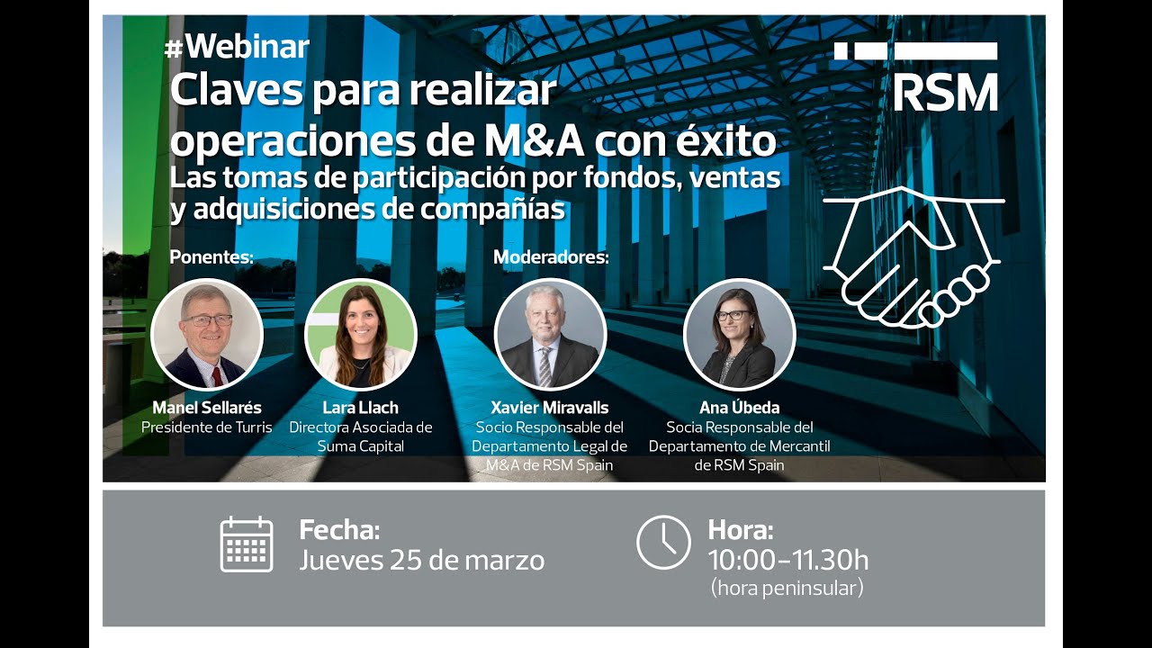 RSM Webinar |  Claves para realizar operaciones de M&A con éxito (caso práctico)