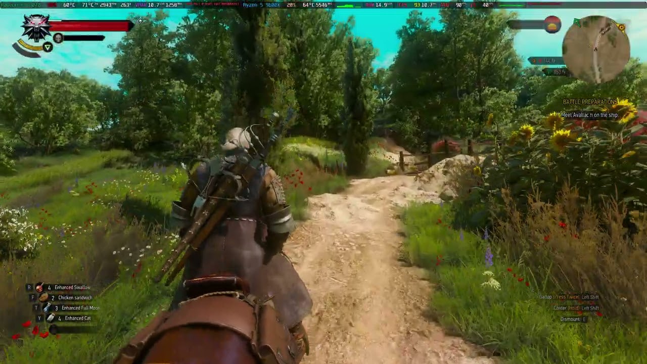Witcher 3 on Linux 4k Maxed settings FSR 4.1 Lossless Scaling 4x FG Test 9070