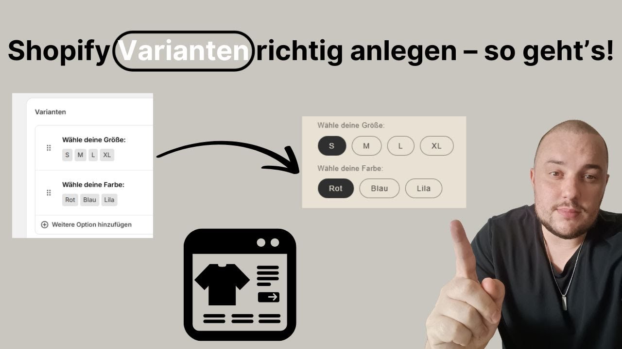 Varianten in Shopify erstellen: &bdquo;W&auml;hle deine Gr&ouml;&szlig;e/Farbe&ldquo; Schritt f&uuml;r Schritt
