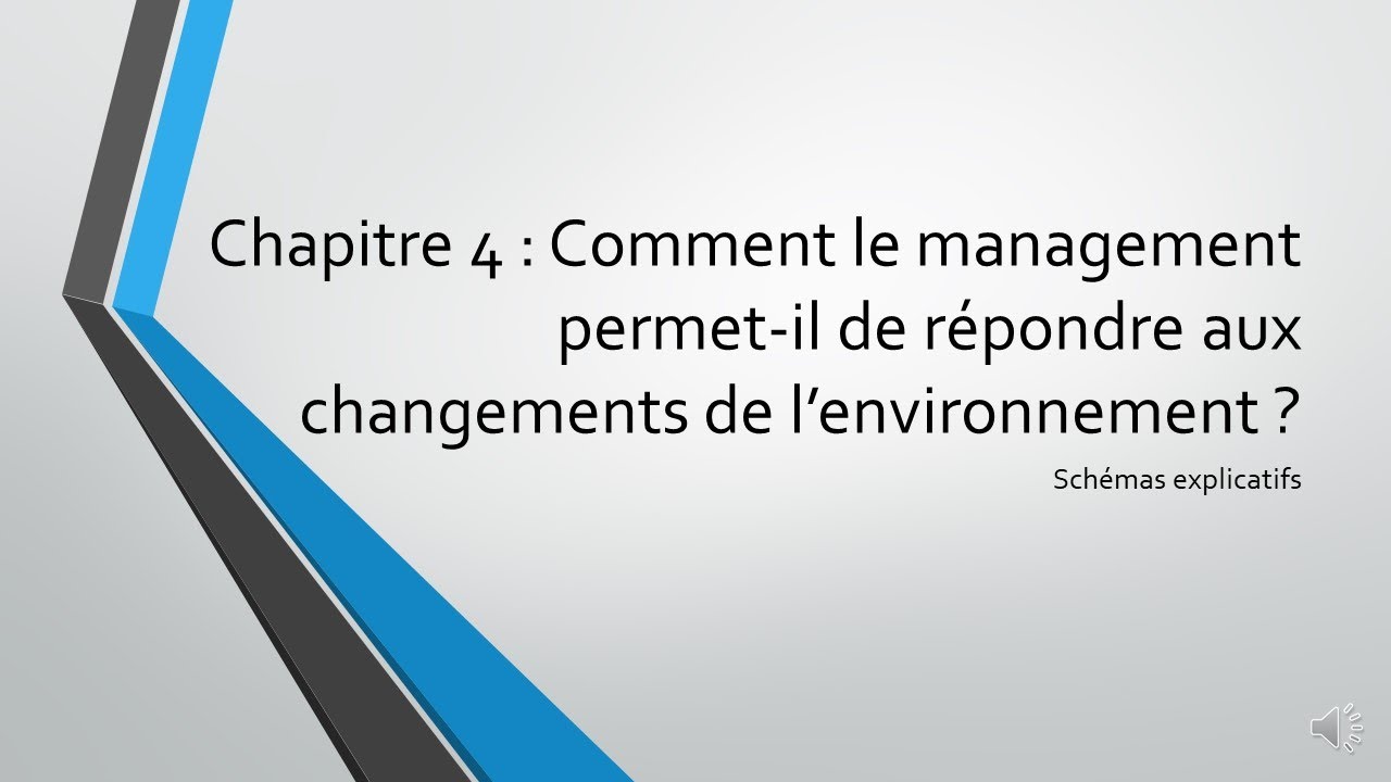 MANAGEMENT - 1ERE : Chapitre 4 - Le management face aux changements de l'environnement