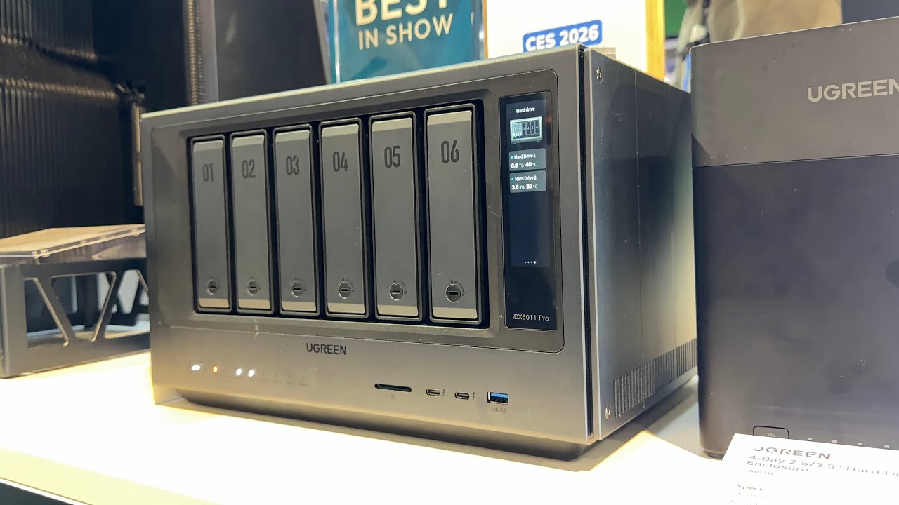 Первый взгляд на AI NAS IDX6011 PRO от UGREEN на выставке CES 2026!