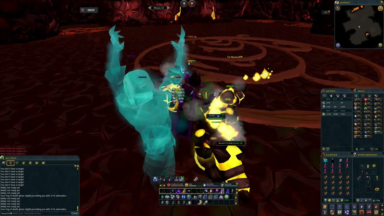 RuneScape 3 Fight Caves with Necromancy. No Need for Food or Super Restores.
