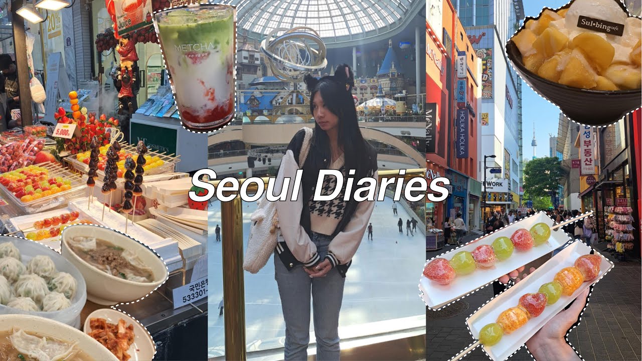 Seoul Diaries ep.3 || Eating my way through Myeongdong + Lotte world