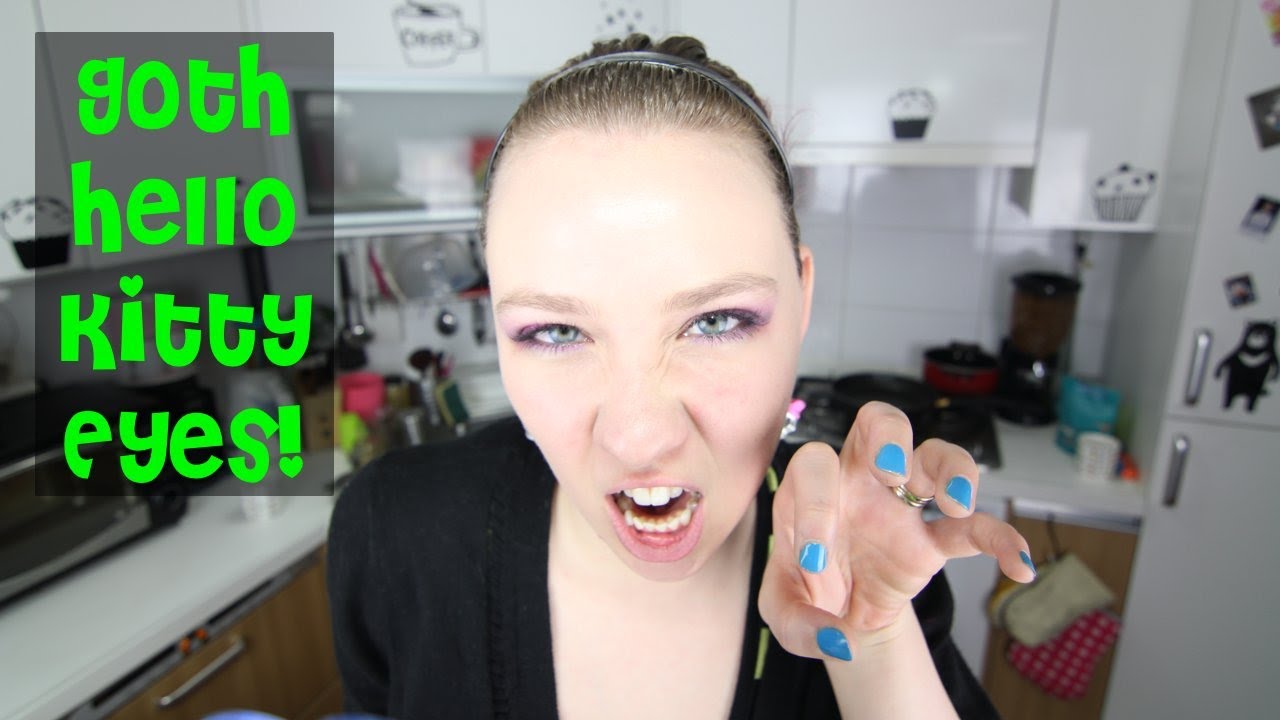Hot Pink and Black Eyeshadow Tutorial: Goth Hello Kitty