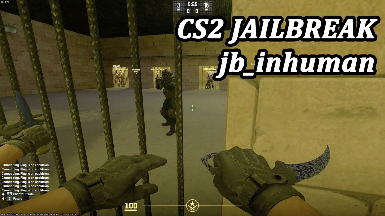 Игровой процесс побега из тюрьмы CS2 jb_inhuman на сервере побега из тюрьмы FutureGN