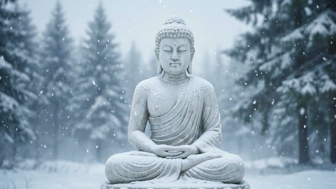Buddha Snow Meditation Music 🌨️ Deep Sleep, Peaceful Zen Ambience & Anxiety Relief