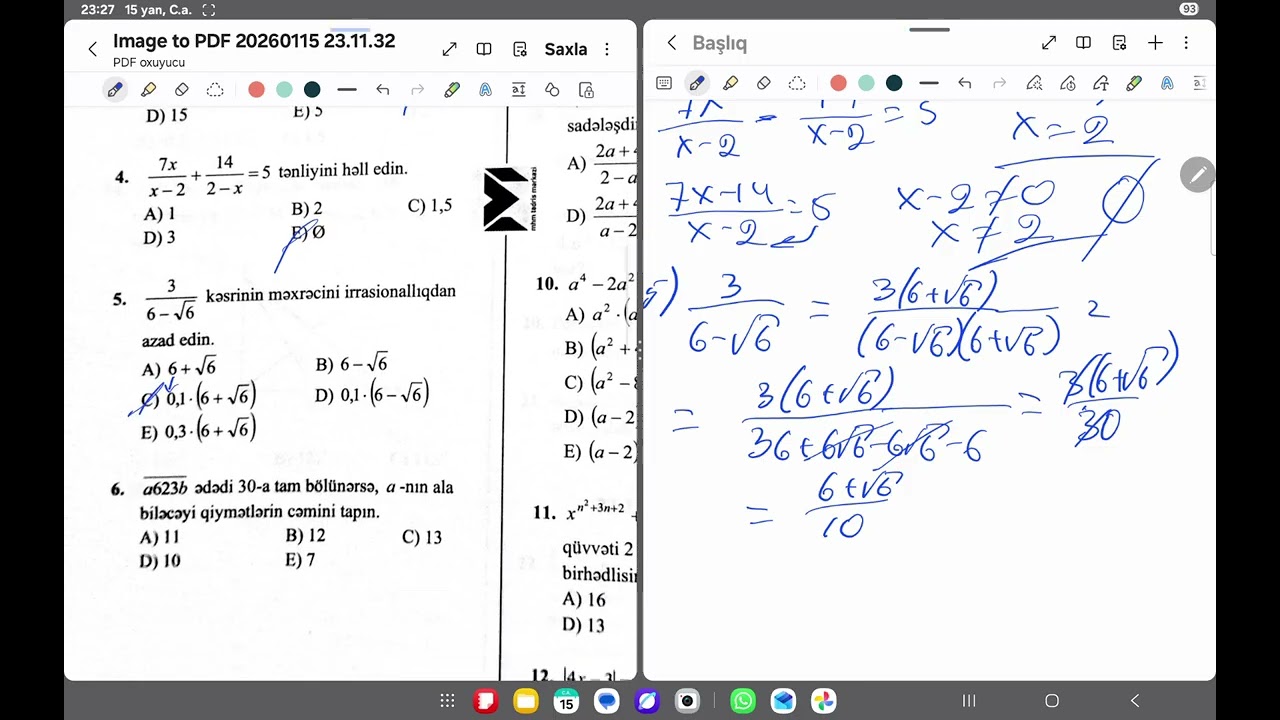 9-10 -cu sinif / Movzu sınağı 4/ C variantı /MHM
