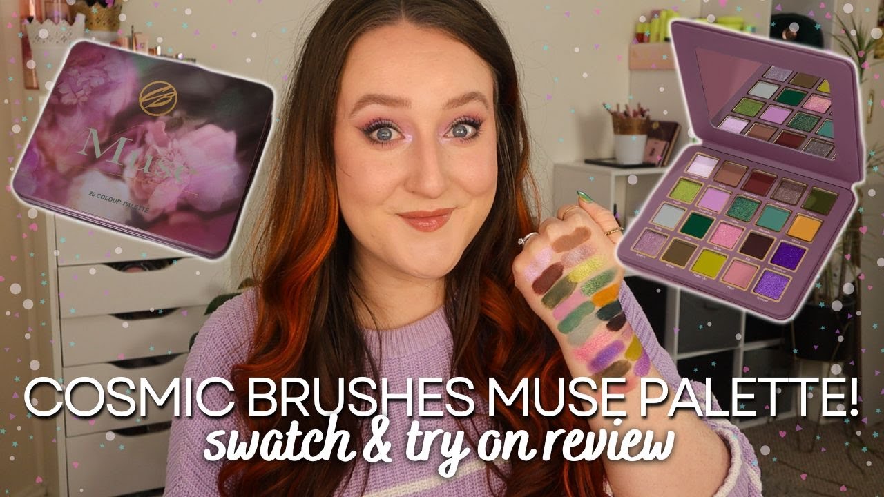 COSMIC BRUSHES *MUSE* EYESHADOW PALETTE! Swatch & Try On First Impression Review Makeup Beauty
