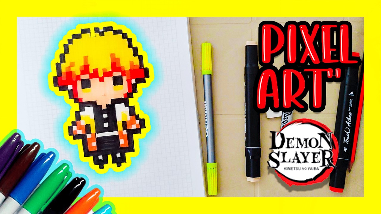 ⚡CÓMO DIBUJAR A ZENITSU EN PIXEL ART DE DEMON SLAYER?-TUTORIAL PASO A PASO