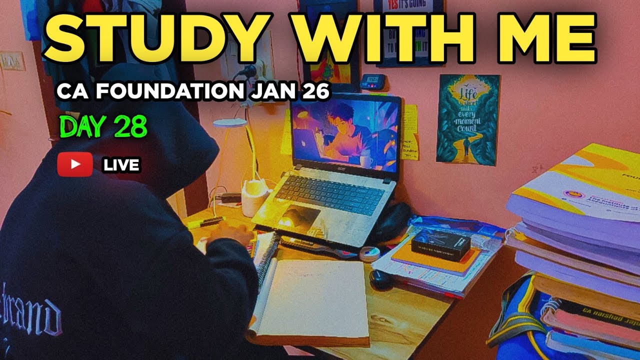 Day 28 LIVE 🧿 |Late Night Study With Me ⏰📈 – CA Foundation Jan 2026 📚🔥 | Consistency is the Key