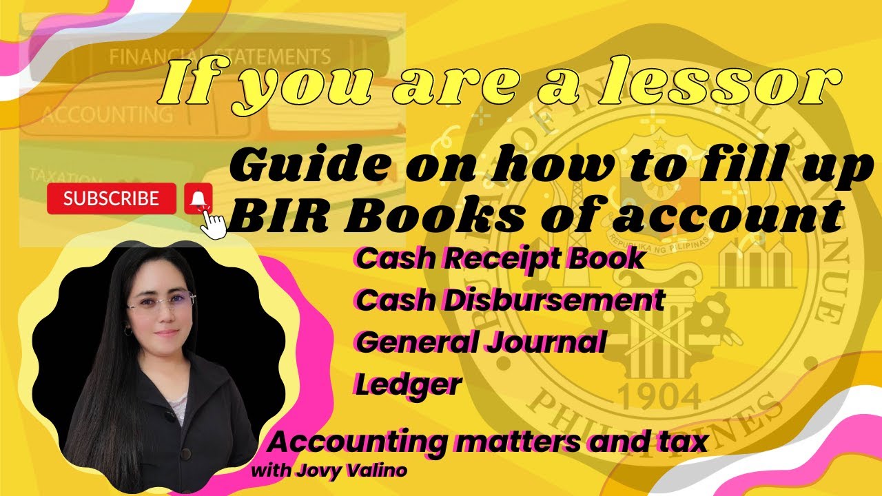 If you are lessor, This will guide you on how to fill up books of accounts in BIR.