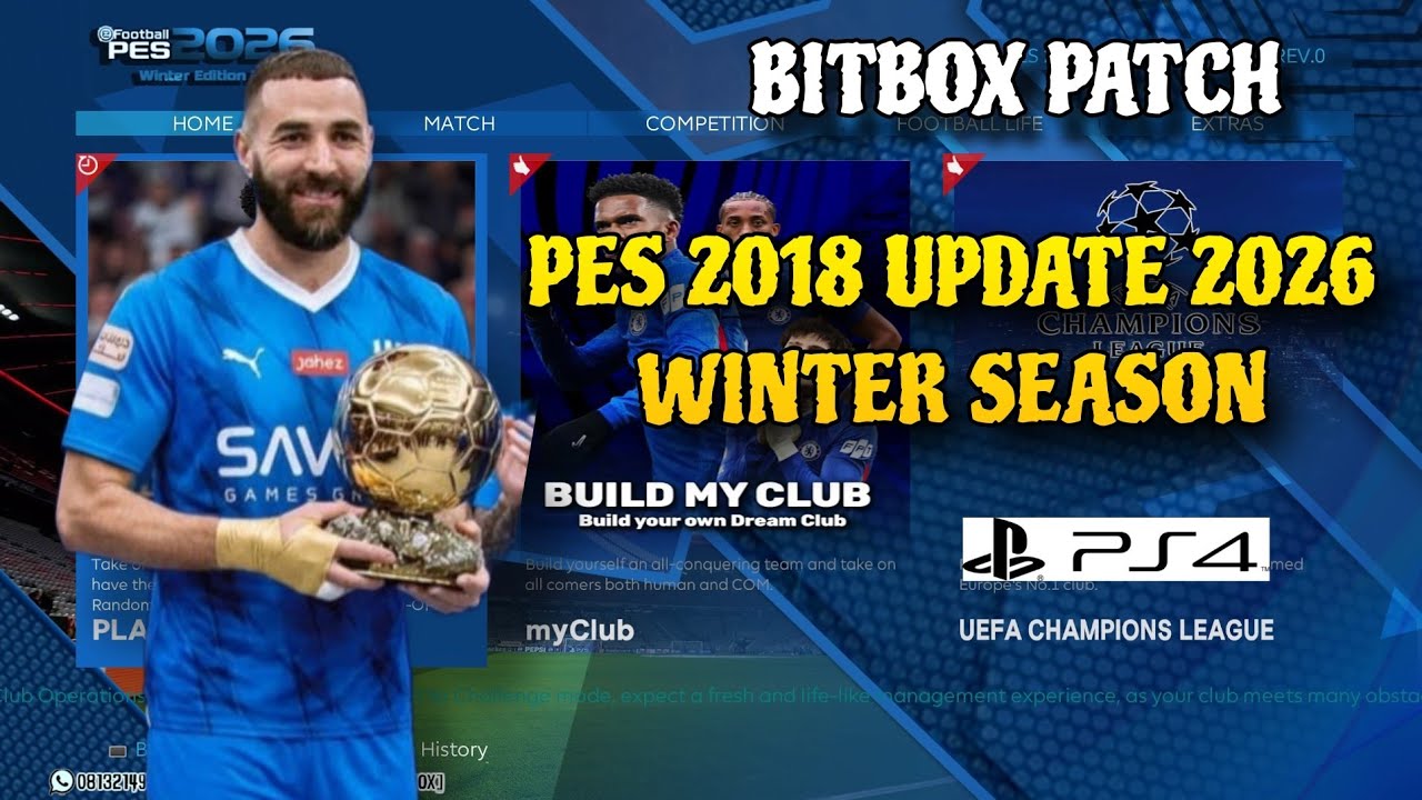 EFOOTBALL PES 2018 UPDATE 2026 WINTER SEASON 25/26 BITBOX PATCH REV 0 PS4 HEN