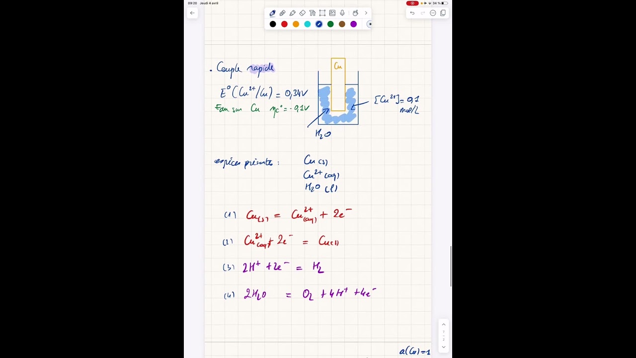 Vidéo de cours d’électrochimie : tracé courbes intensité-potentiel