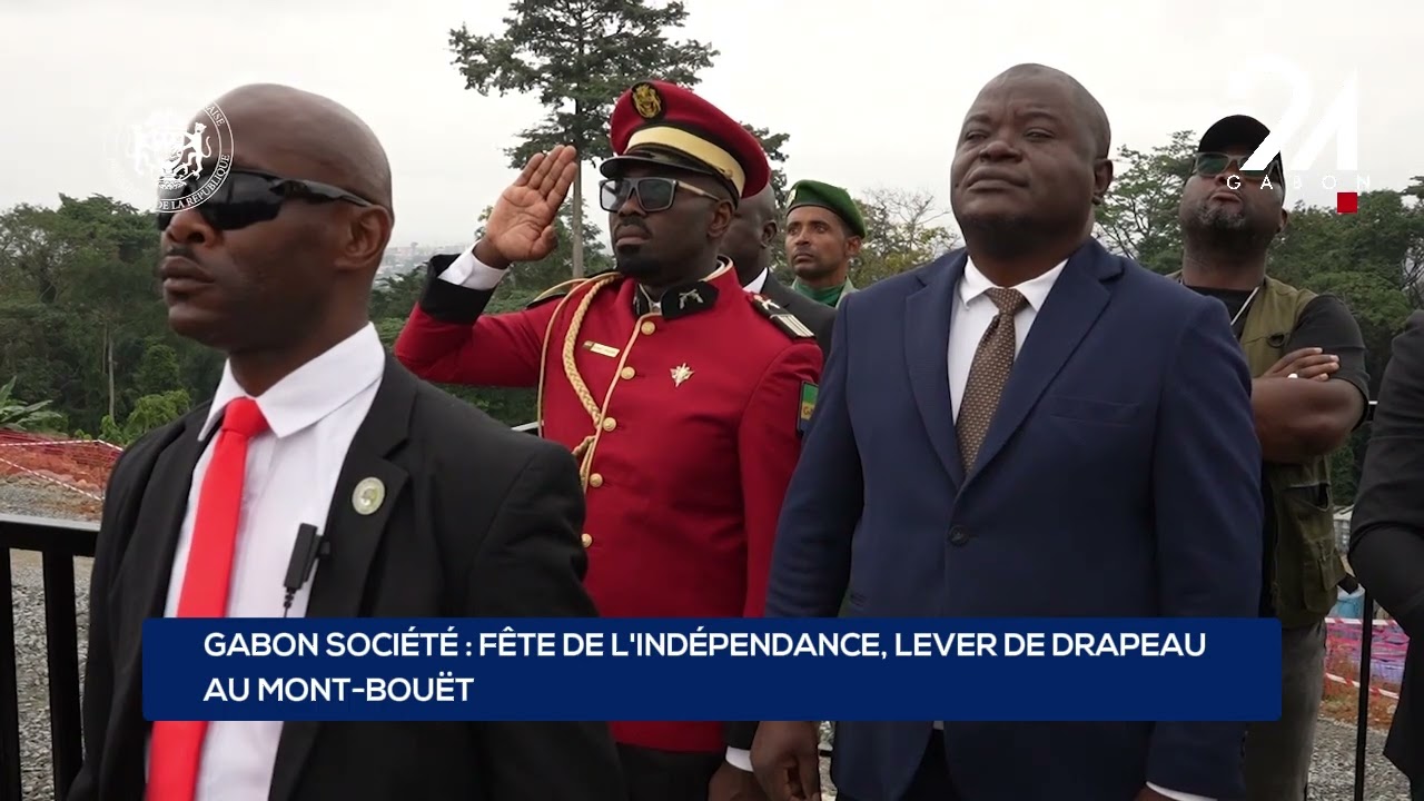 GABON SOCIÉTÉ : FÊTE DE L'INDÉPENDANCE, LEVER DE DRAPEAU AU MONT-BOUËT