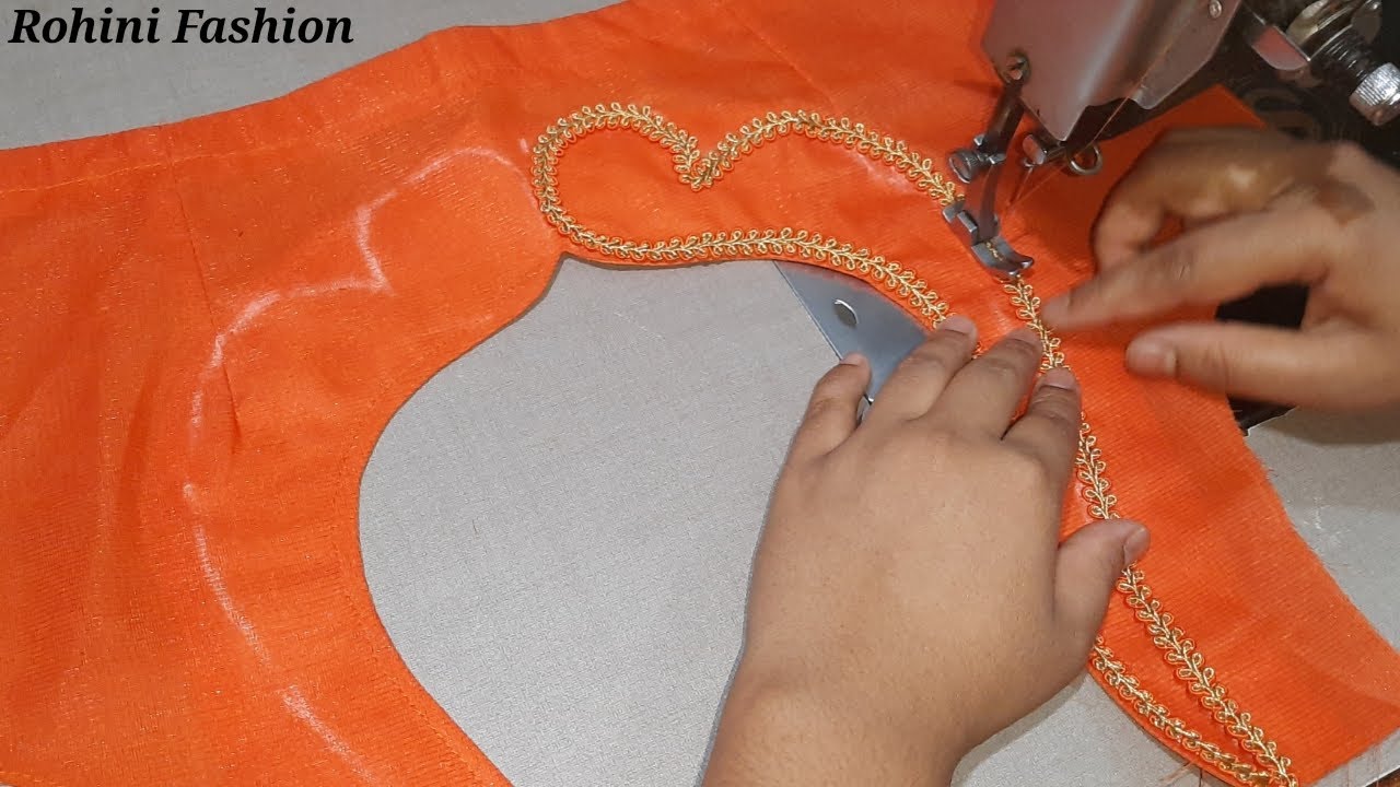 Blouse lace design|cutting and stitching back neck