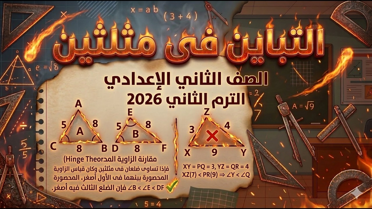 التباين في مثلثين الصف الثاني الاعدادي الترم الثاني 2026