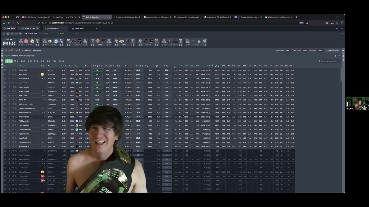 NBA PhD DraftKings GPP Analysis 10/31