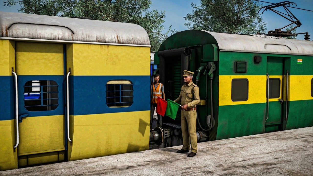 Indian Railways Rare Scene: MEMU Engine with Garib Rath Coaches | Indian Train Simulator | Railworks