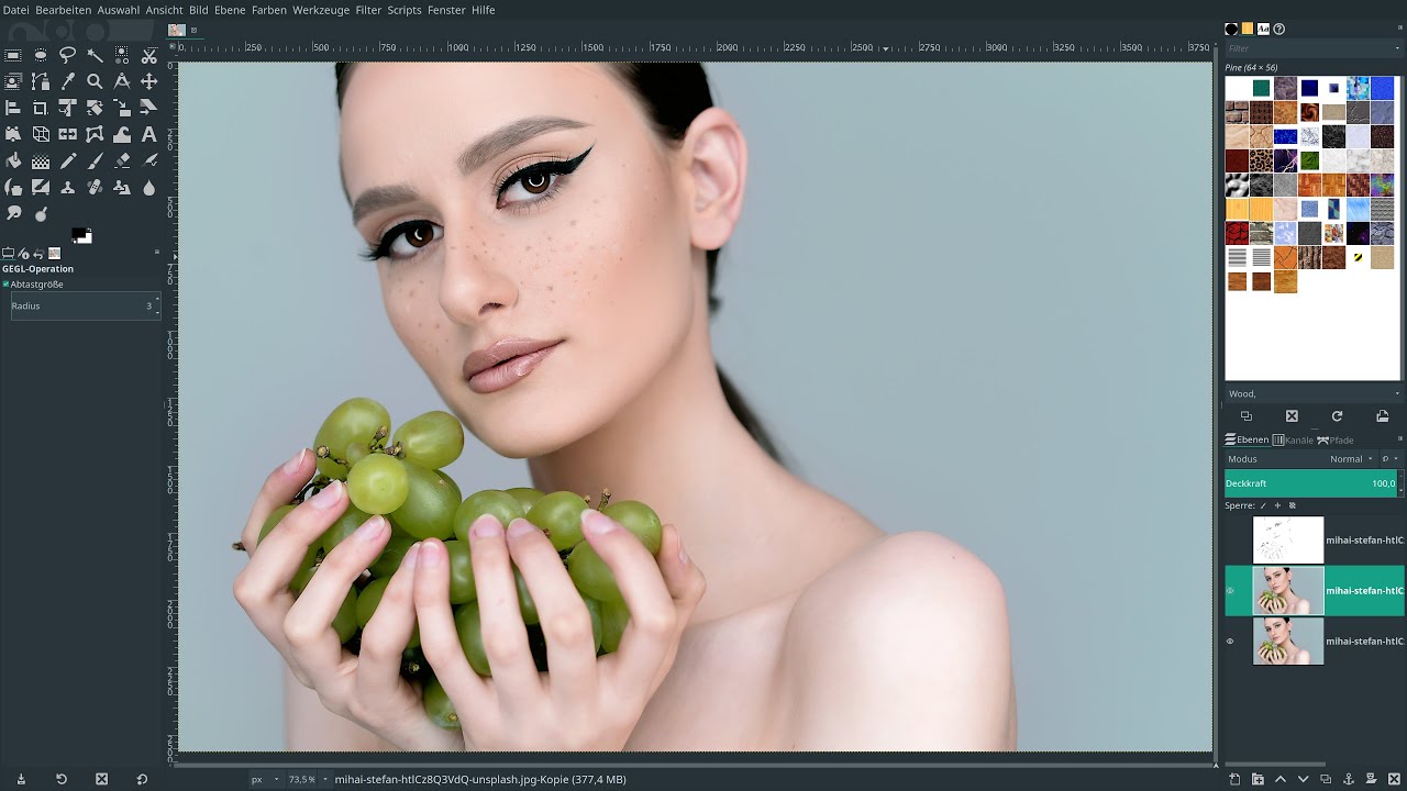 Superfilter GMIC in Gimp 2.10.12: Mit Hard Sketch - Porträt – Kanten schärfen