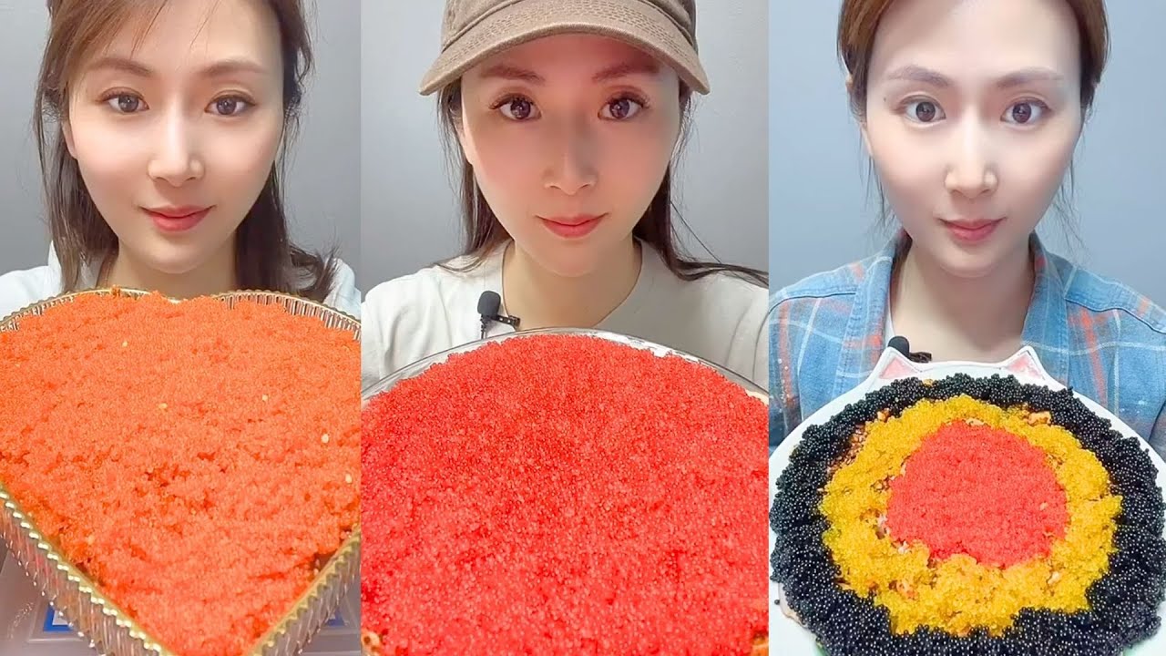 Chinese Colorful Fish Roe & Spicy Seafood ASMR | Crunchy Eating Sounds #45