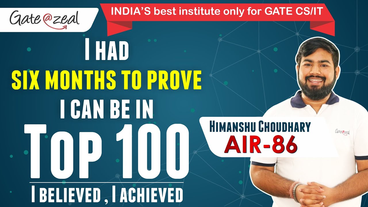 Topper&rsquo;s Talk | GATE 2019 Topper| GATE 2019 cse Topper AIR 86 | GATE At Zeal | Gate Result