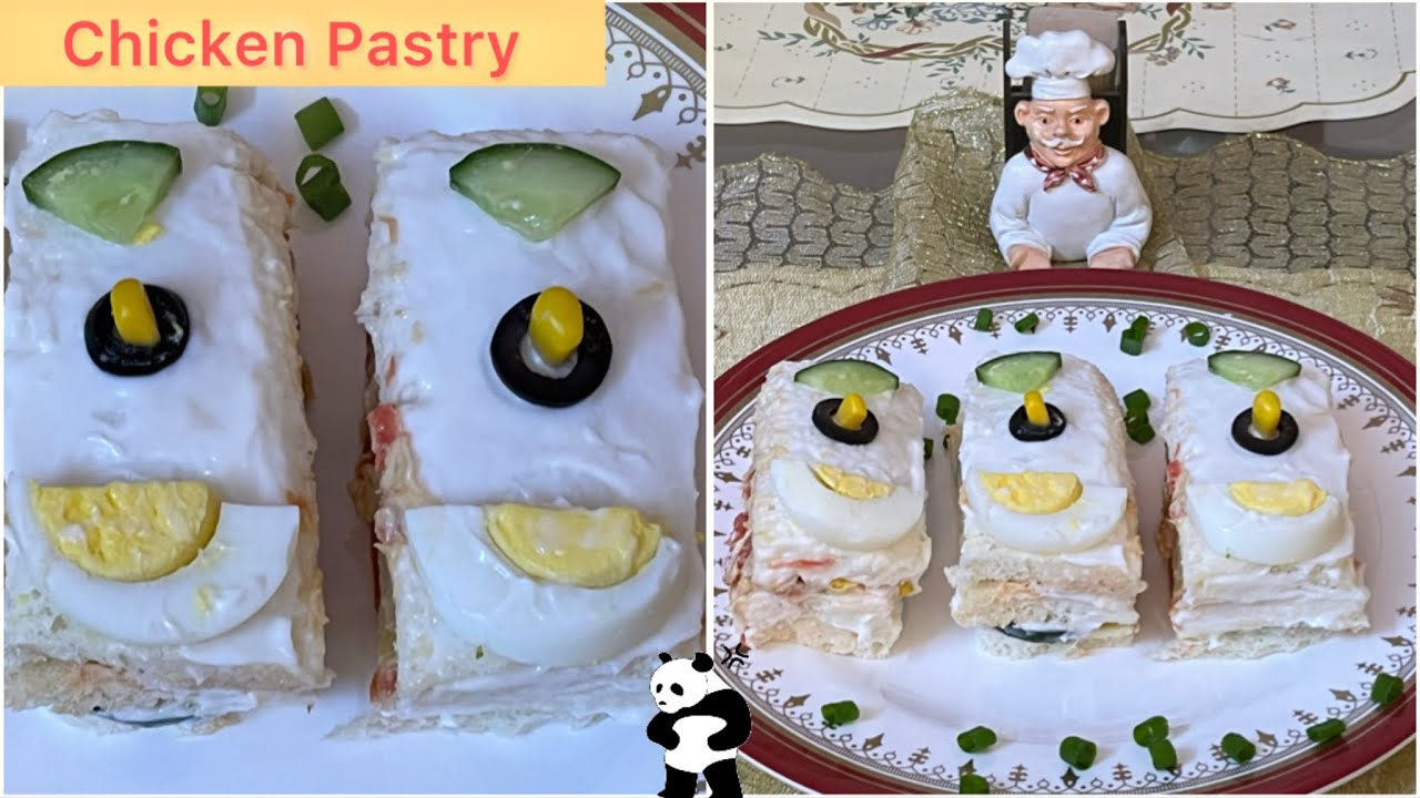 Chicken Pastry | Chicken Bread Recipe | Chicken Cold Sandwich |Veggie Cold Sandwich|Evening snacks