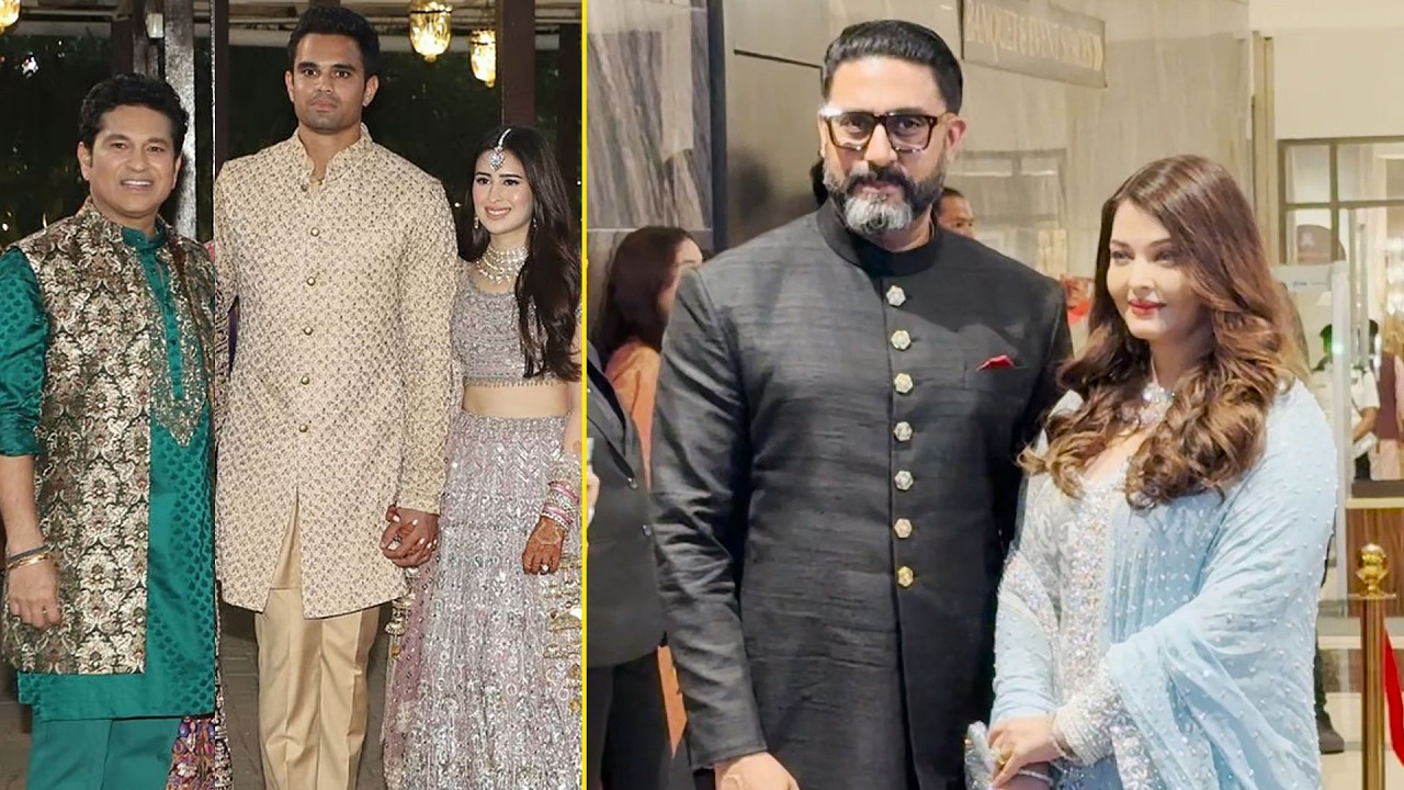 Abhishek Bachchan & Aishwarya Rai Bachchan Visuals @ Arjun Tendulkar Wedding Ceremony