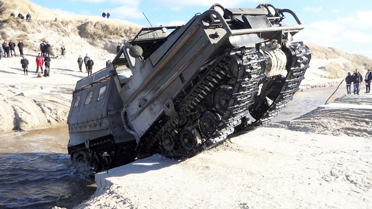 Volvo BV202 Amphibious Swedish Army Vehicle going Crazy at Løkken Beach Tour 2023