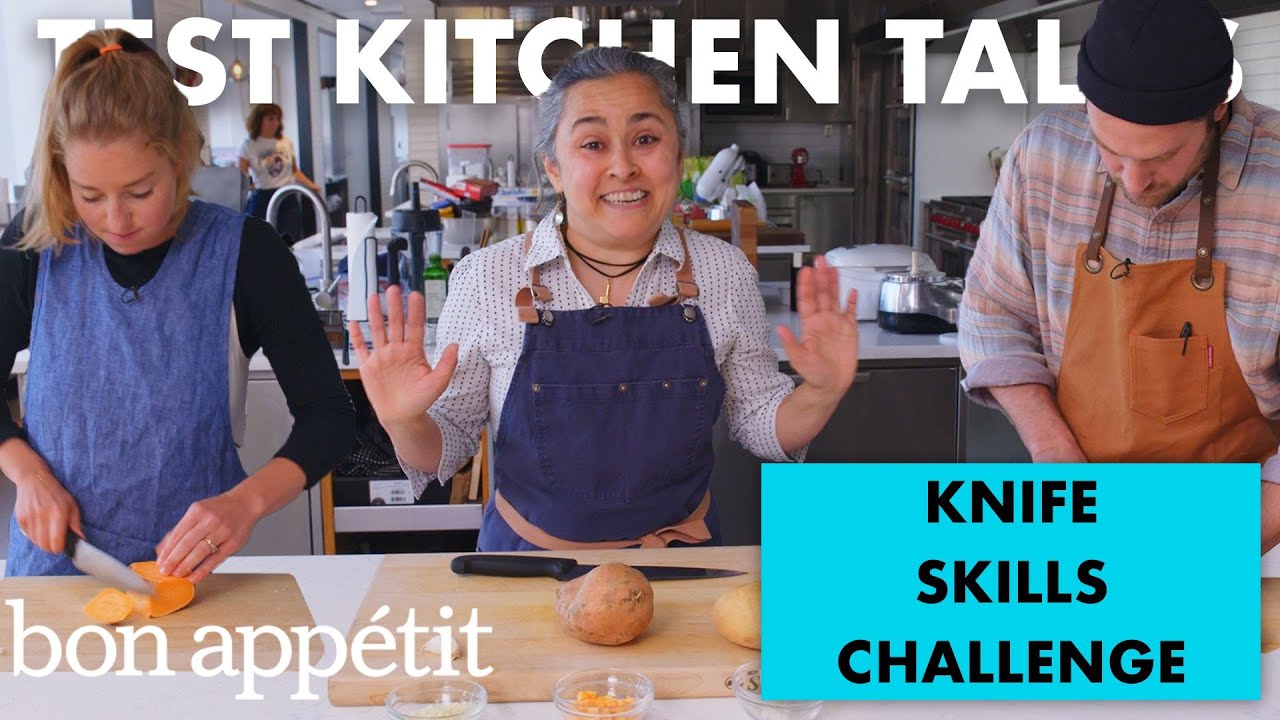 Professional Chefs Compete in a Knife Skills Speed Challenge | Test Kitchen Talks | Bon App&eacute;tit