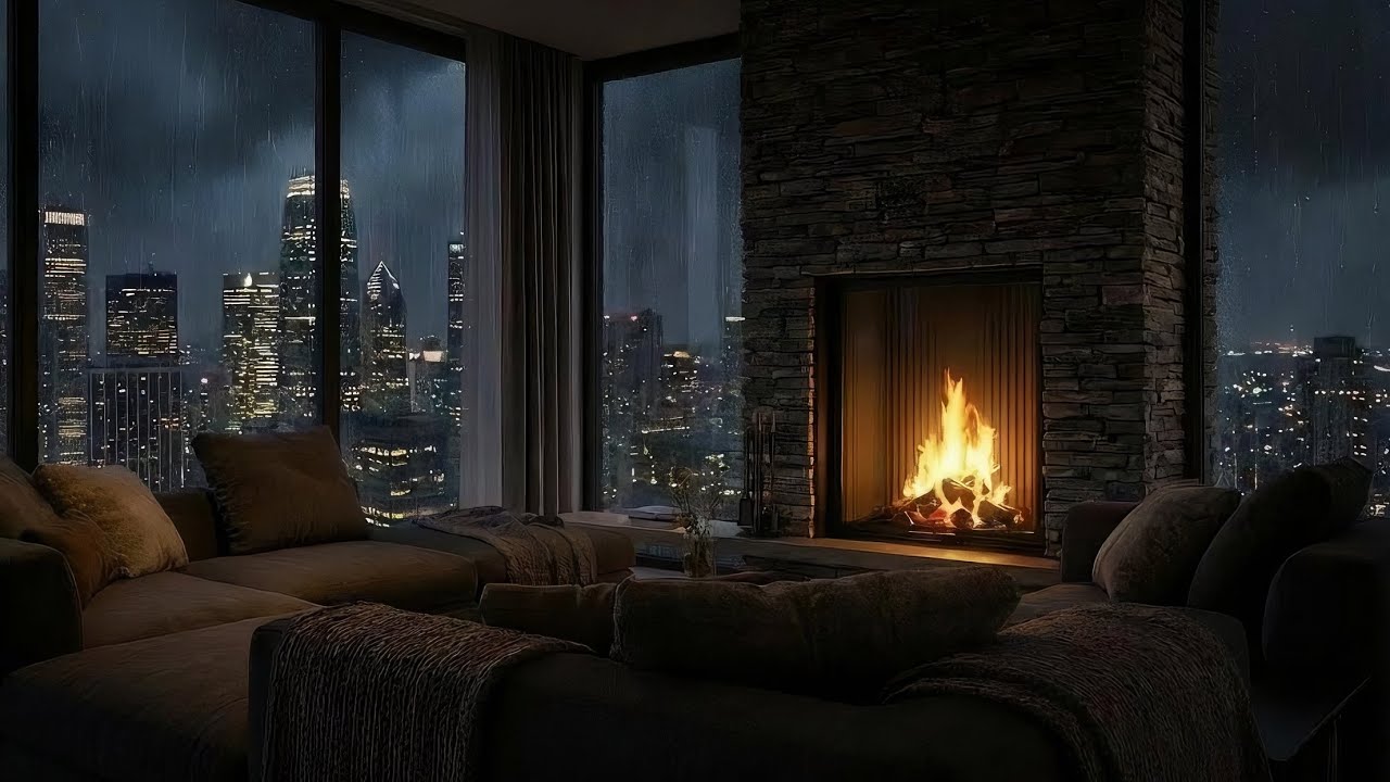 1 Hour 🔥🌧️ Cozy Rain & Crackling Fire Sounds for Relaxing, Study & Deep Sleep