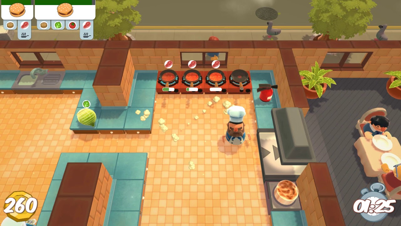 Overcooked World Record - Level 1-4 - Single player - 3 stars - 468 points - 18 deliveries