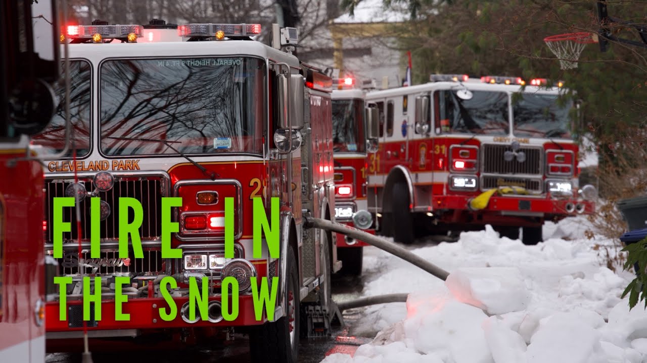 Working fire and Trump departs in the snow