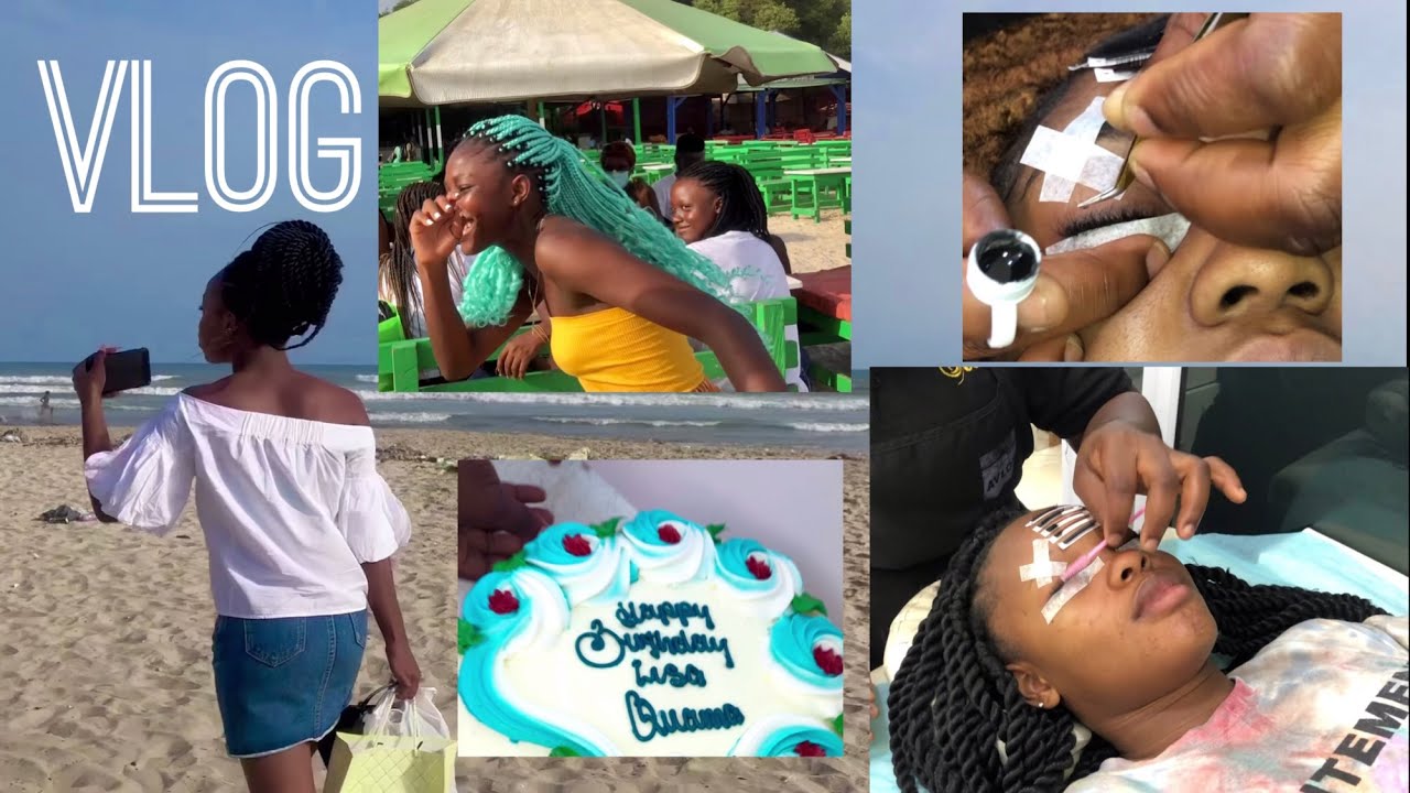 VLOG: getting lash extensions in Ghana | Lisa’s birthday beach party | ft Liyadances