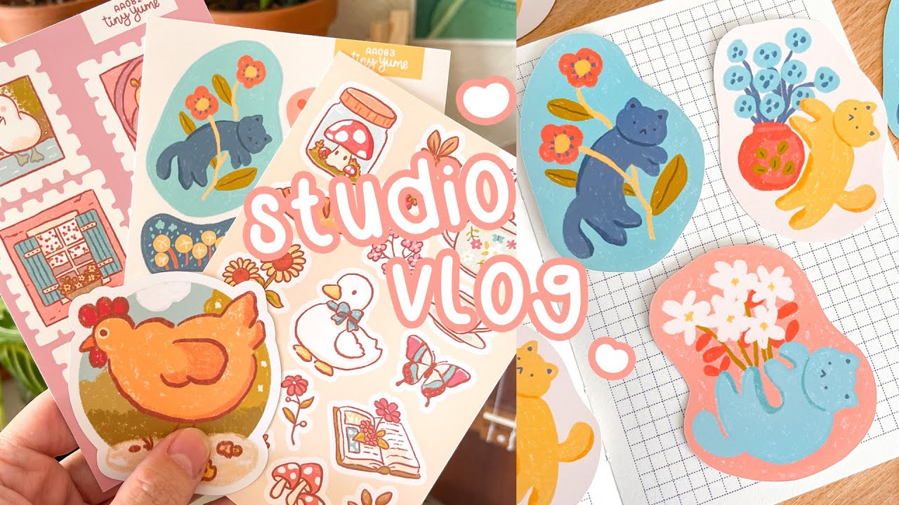 preparing SHOP UPDATE studio vlog 🌱 stickers prints suncatchers running small business | silent vlog