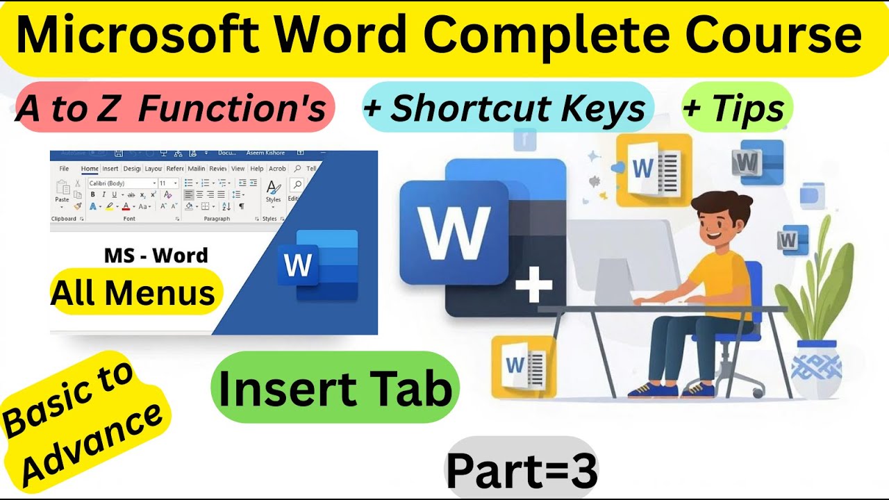 Microsoft Word Tutorial | MS Word Insert tab complete tutorial |MS Word Tutorial | part 3