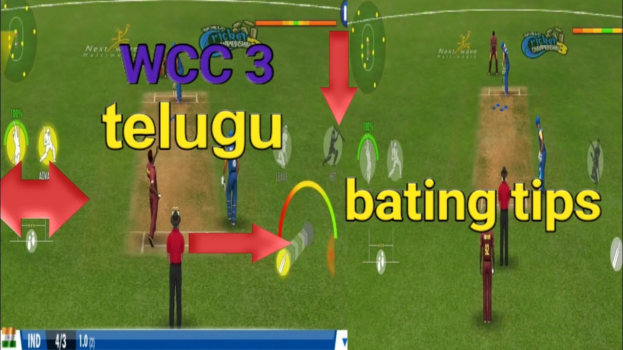 wcc3 game batting tricks and tips in telugu