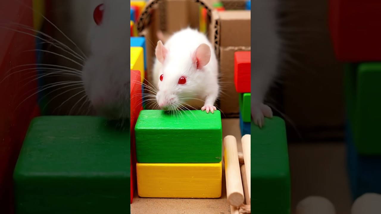 White Rat & DIY Maze-  ASMR Video for Stress Relief