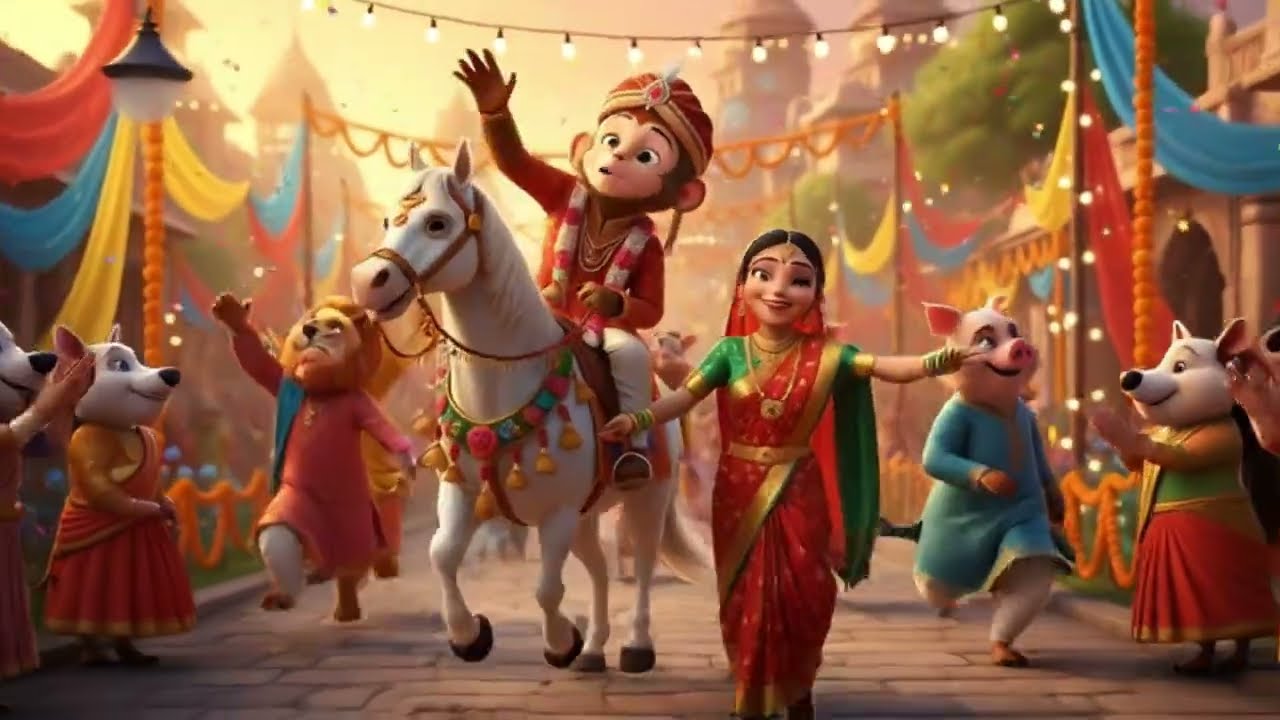 Bandar Mama Ki Barat | Bandar Mama | Hindi Nursery Rhymes & Kids song | Balgeet Poyam 