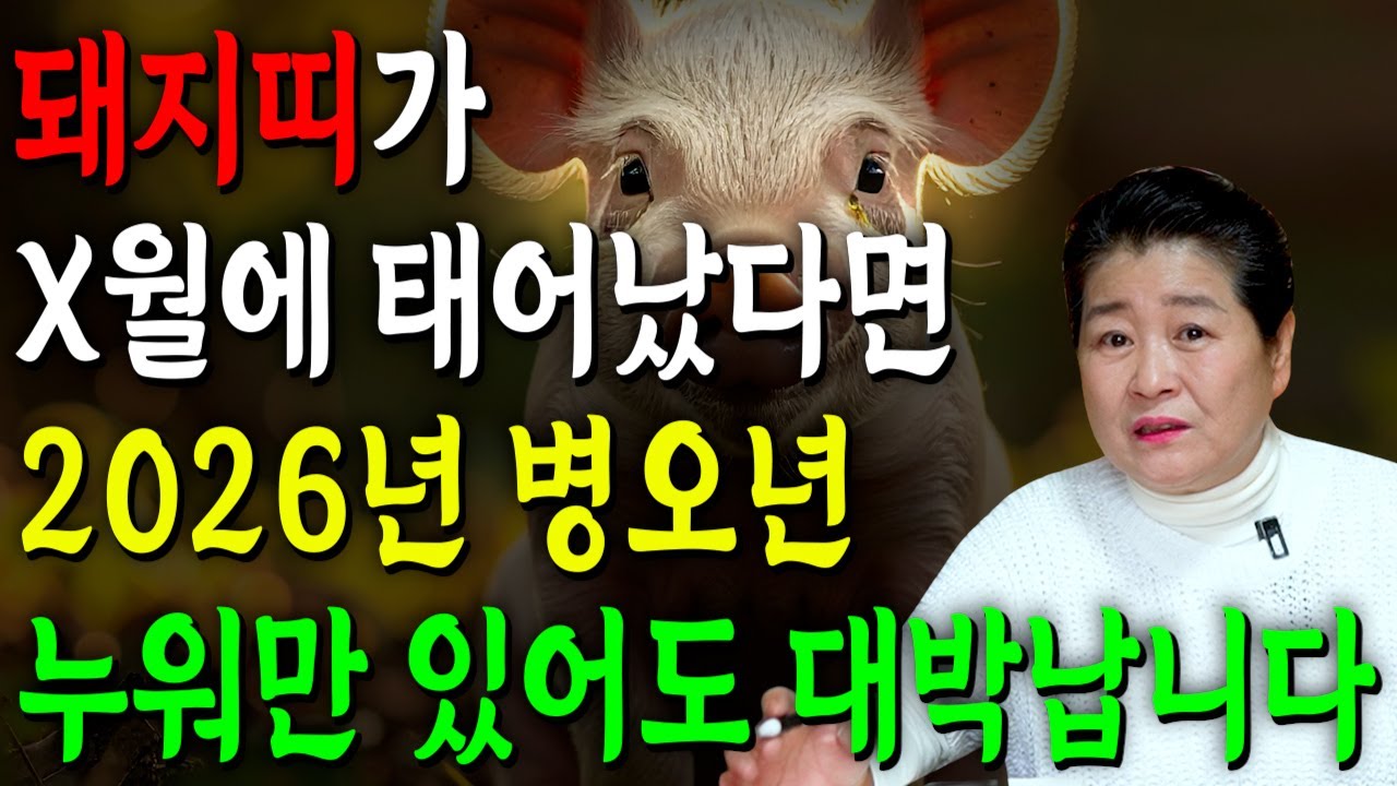 [2026년 병오년 돼지띠운세] 돼지띠 생일이 X월이라면 2026년에 100% 대박납니다! 금전,귀인,문서운 모두 터진다! 59년생 71년생 83년생 95년생 07년생 돼지띠 운세