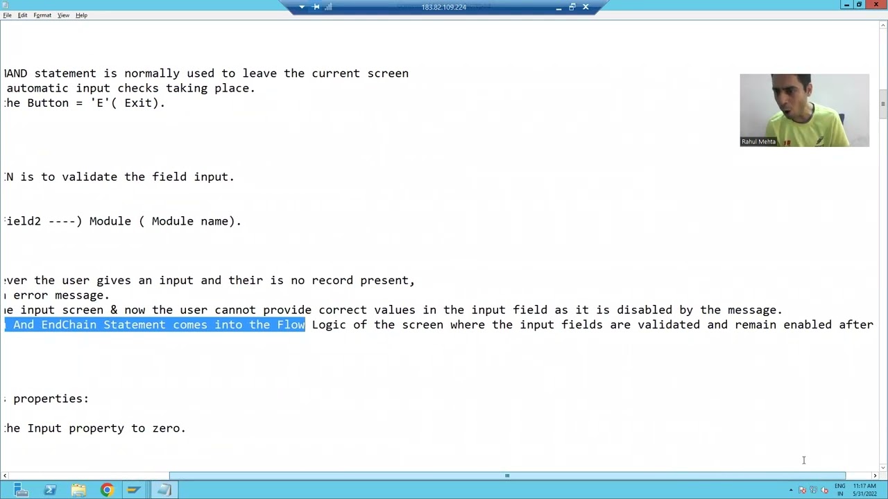 25 - Module Pool Programming - CHAIN and ENDCHAIN