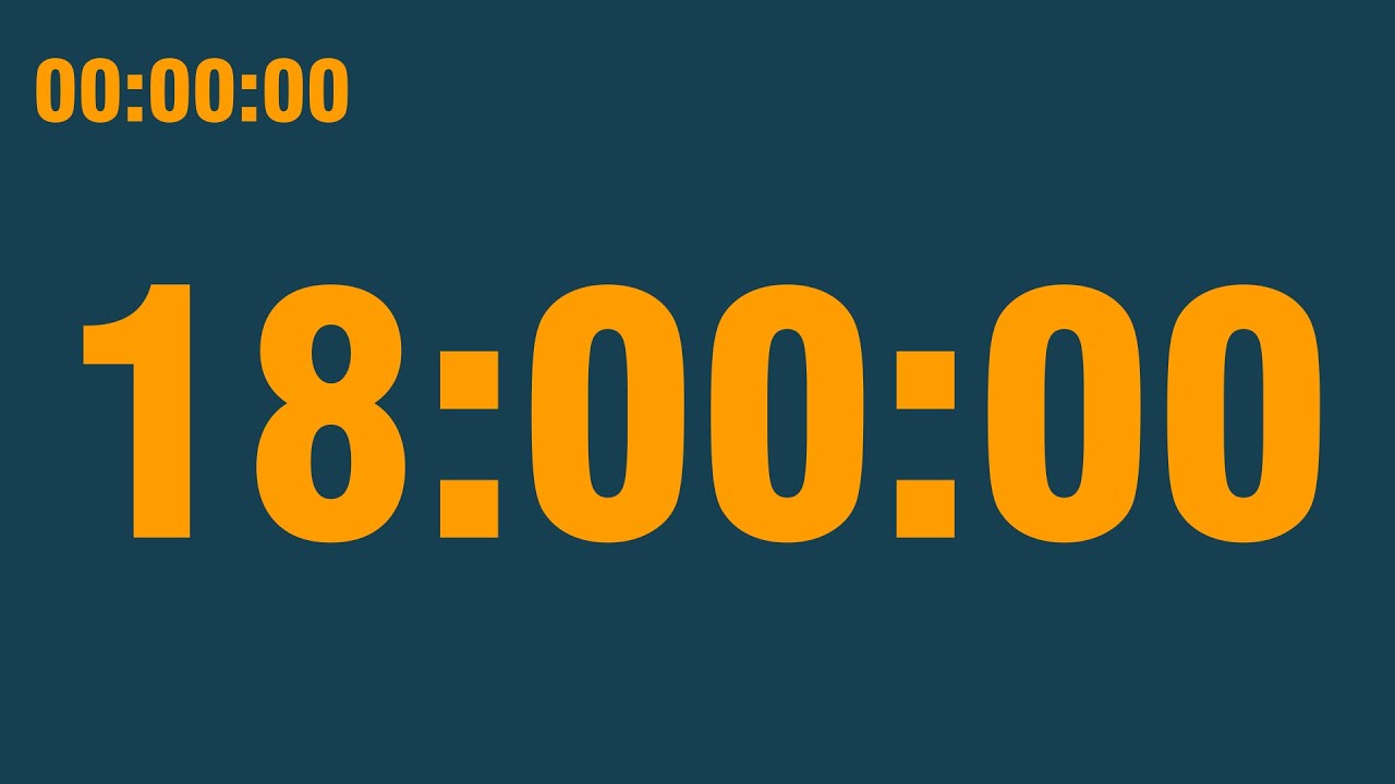 18 hour timer (play at 0.5x speed) (with end alarm, time elapsed and progress bar)