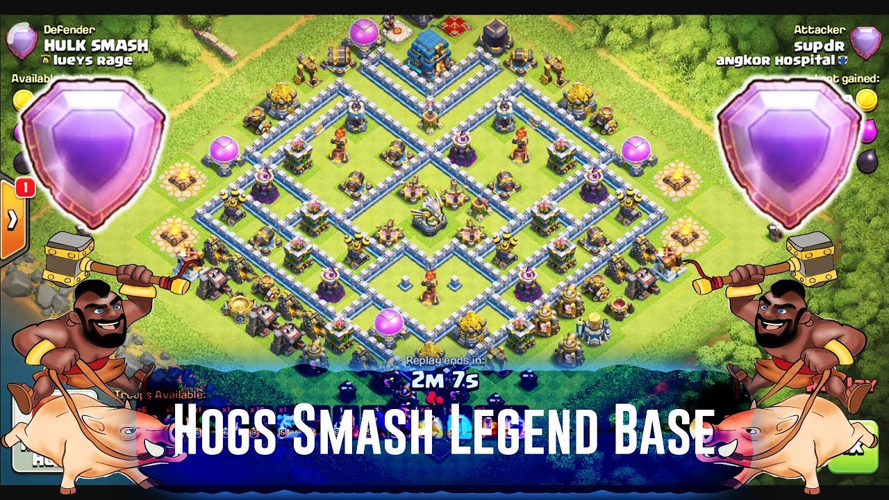 Hogs Rider Smash Legend Base TH12 3 stars - Pushing To Legend ( Clash of Clans )