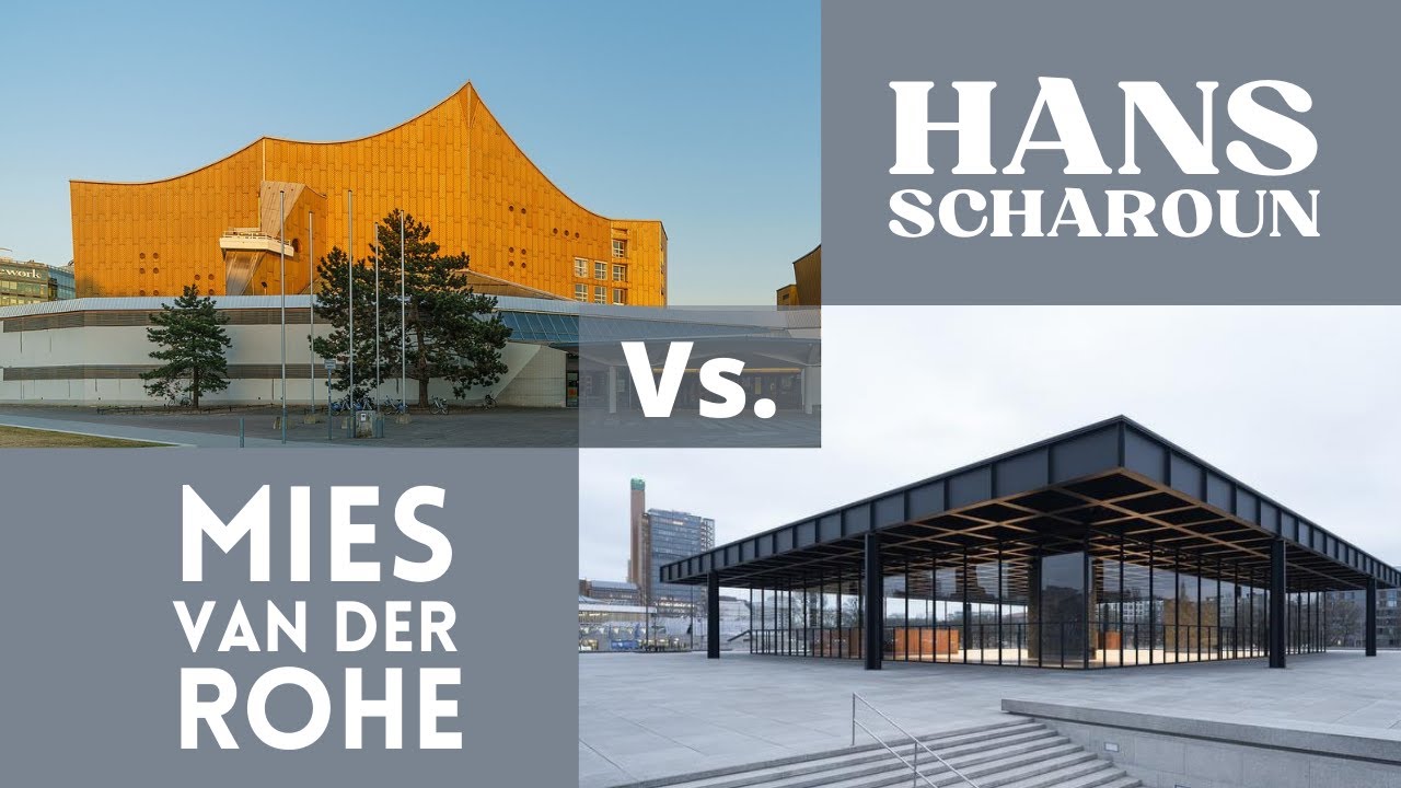 MIES VAN DER ROHE VS. HANS SCHAROUN - La Nueva Galeria Nacional y la Filarmonica de Berlin