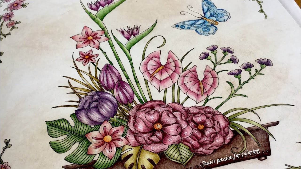 WORLD OF FLOWERS by Johanna Basford - prismacolor pencils - color along